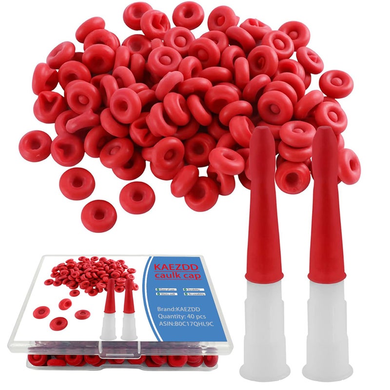 KAEZDD 40 Pcs Caulk Caps, Reusable Saving Cap, Caulking Tool Accessory, Caulk Sealer Saver for Open Caulking Tube Sealing and Preserving, with Storage Box for Easy Storage - Image 1
